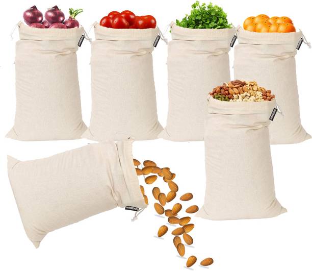 MAINDAIS Double Drawstring Muslin Cotton Bag | Storage Bag Multipurpose Use | Collapsible Strainer