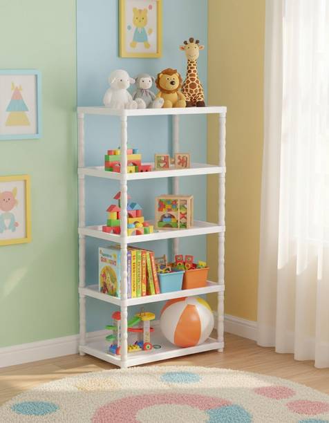 FLIPZON Multipurpose 5-Shelf Plastic Storage Organizer for Clothes, Toys PP Collapsible Wardrobe