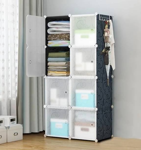 MEVIGO 8-Door 8-Shelf Plastic Collapsible Cupboard PC Collapsible Wardrobe