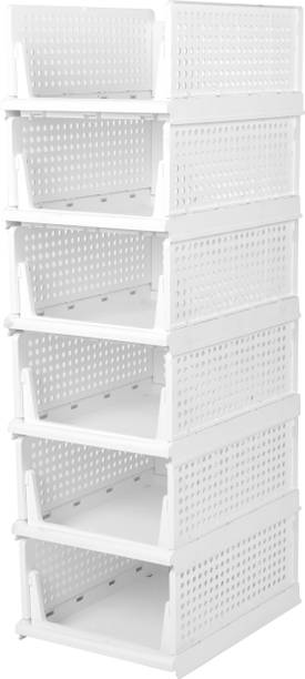 Sorath Plastic Foldable and Stackable Closet Drawer Organizer for Clothes (Pack of 6) PVC Collapsible Wardrobe