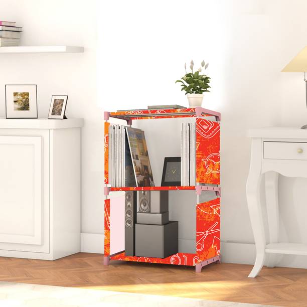 Zooper Multipurpose Collapsible Bookshelf 3 Racks Book Stand Almirah for Home & Kids Metal Open Book Shelf