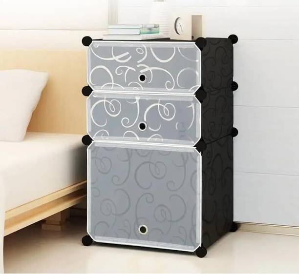 HUENISH 3 Cube Organizer Storage Shelves DIY Plastic Cabinet for Bedroom PP Collapsible Wardrobe