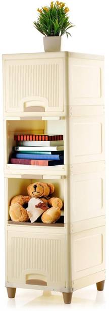 ICONPLUS Plastic Wardrobe for Clothes Storage Organizer with Shelves PVC Collapsible Wardrobe