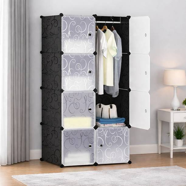 Evrum 8-Door 8-Shelf Plastic almirah for kids, almirah of clothes ,cupboard PC Collapsible Wardrobe