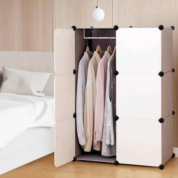Evrum 6-Door 6-Shelf Plastic almirah for kids, almirah of clothes ,cupboard PC Collapsible Wardrobe