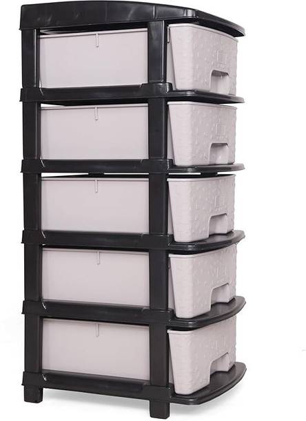 ASHLAS 5 Plastic Modular Transparent Drawer PP Collapsi...