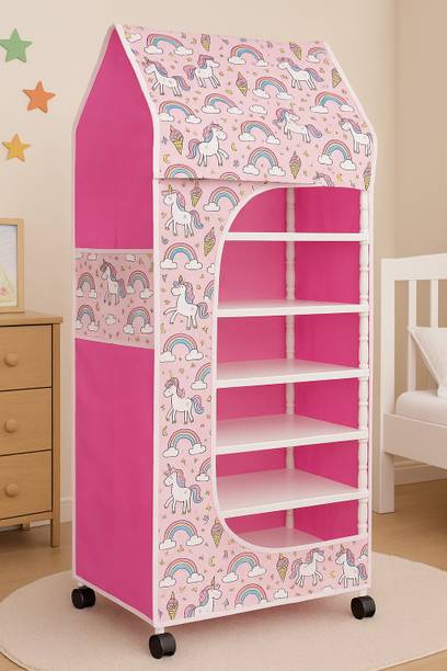 DIEKUCHE 1 Door 6 Shelf Open Plastic Kids Wardrobe Almirah PP Collapsible Wardrobe