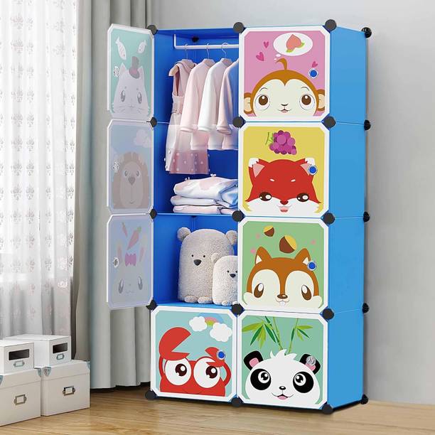 ZIVETY 8-Shelf 8 Door almirah of clothes, cupboard clothes , wardrobe plastic almirah PP Collapsible Wardrobe