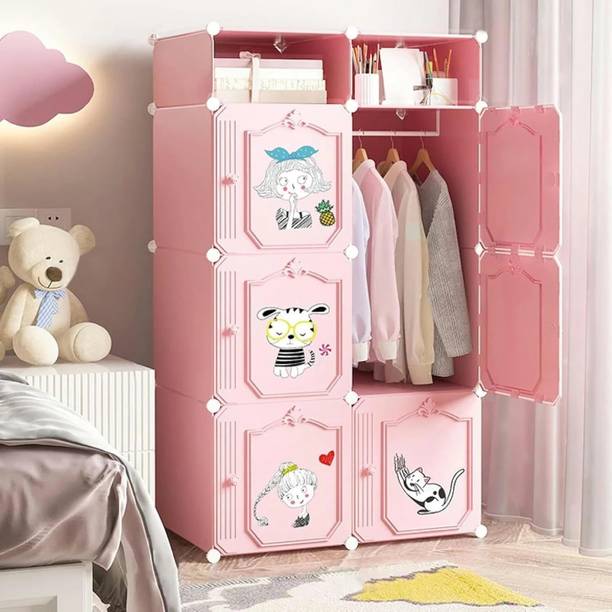 PYXBE 6 Door 2 Cube Plastic Carbon Steel,Bedroom/KidsRoom/Storage PP Collapsible Wardrobe