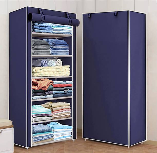 FLIPZON 1 Door 6 Shelf Fabric PP Collapsible Wardrobe