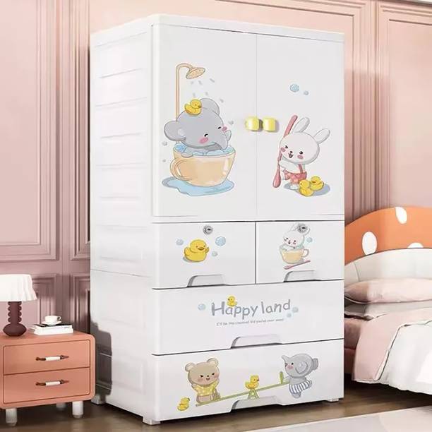 Sasimo 1-Wardrobe 4-Drawer 4-Shelf Plastic foldable Cupboard PC Collapsible Wardrobe