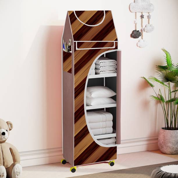FurniGully Baby 5 Shelve Unbreakable Material PVC Collapsible Wardrobe PP Collapsible Wardrobe