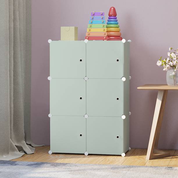 Etoly 6-Door 6-Shelf Plastic kids Collapsible Cupboard clothes rack PC Collapsible Wardrobe