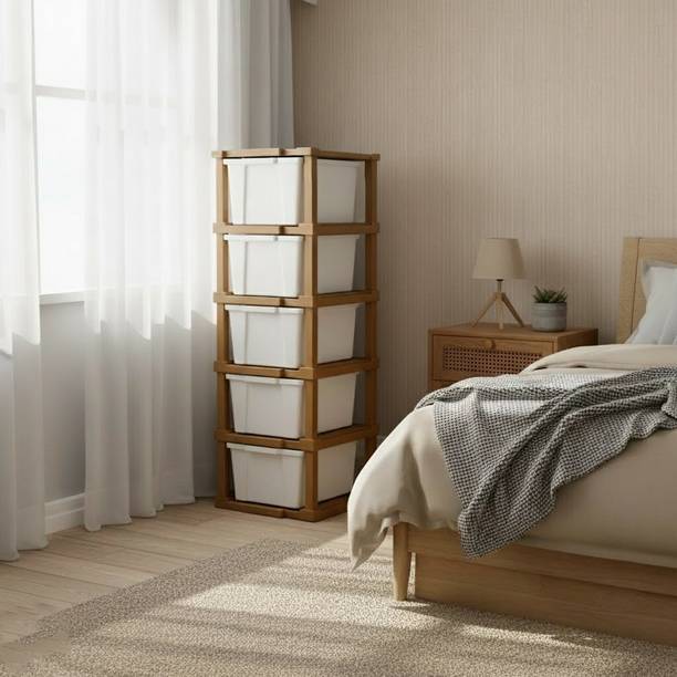 VISEMAN Streamlined Multi Tier Office Storage Column PP Collapsible Wardrobe