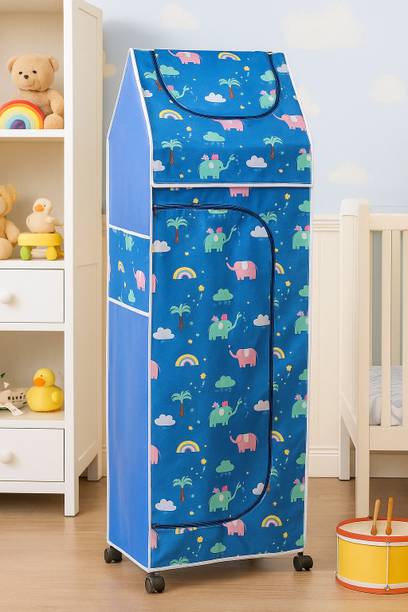 DIEKUCHE 1 Door 6 Shelf Open Plastic Kids Wardrobe Almirah PP Collapsible Wardrobe