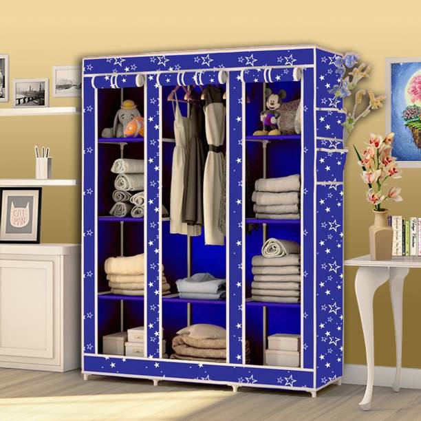 KushHome C2 Printed Wardrobe Carbon Steel Collapsible Wardrobe