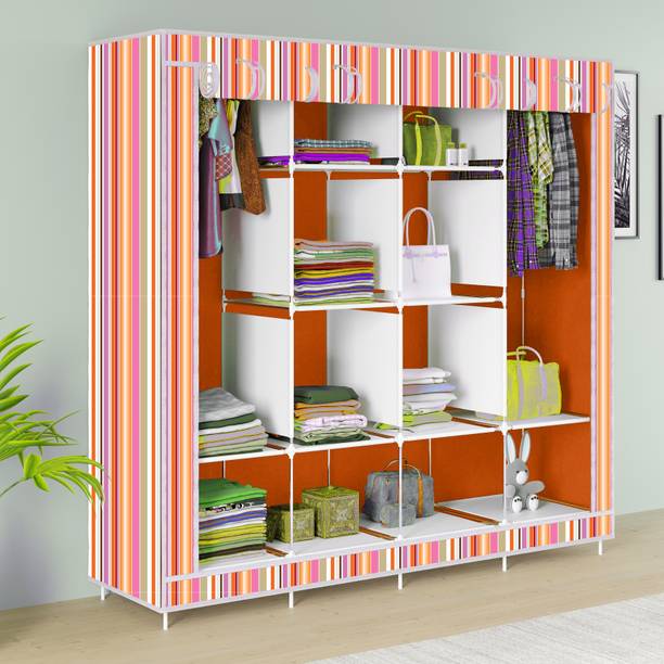 octavic 3 door 12 Rack Printed Carbon Steel Collapsible Wardrobe