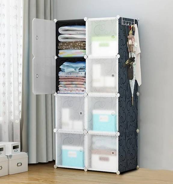 Sasimo 8-Door 8-Shelf Plastic kids Collapsible Cupboard Carbon Steel Collapsible Wardrobe