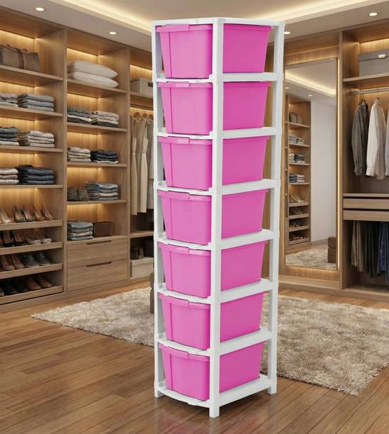 SUPTIKES Multi layer Plastic Storage Cabinet for Clothes with Spacious Drawers PP Collapsible Wardrobe