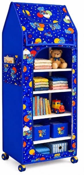 Porchex 1 Door 6 Shelf Fabric PP Metal ,Office , Badroom,Kids rooms,Storage rooms Carbon Steel Collapsible Wardrobe