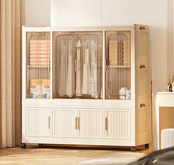 Sasimo 1-Wardrobe 8-Door 8-Shelf Plastic foldable Cupboard PC Collapsible Wardrobe