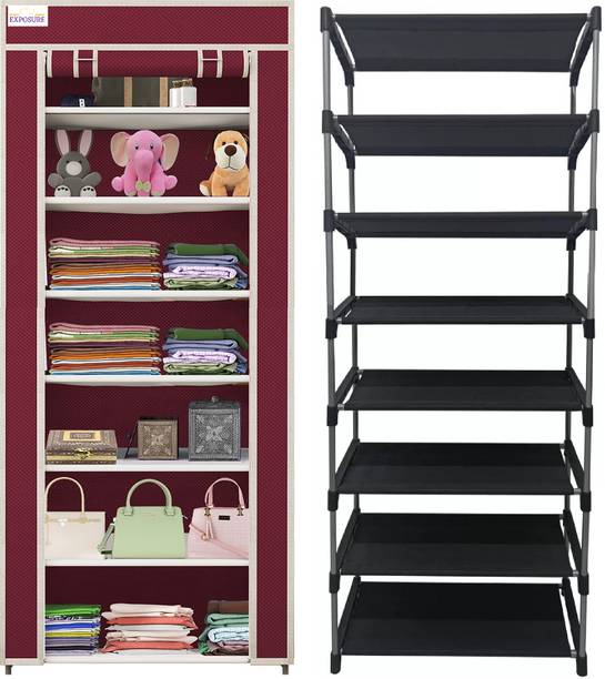 EXPOSURE Maroon-7L-WARDROBE Carbon Steel Collapsible Wardrobe