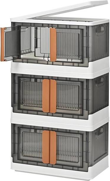 ASHLAS 3L Plastic Cupboard for Storage, Durable Storage Cabinet PP Collapsible Wardrobe