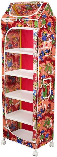 LITTLE ONE'S 6 Plastic Shelves, ISI Certified, Unbreakable Plastic Structure PVC Collapsible Wardrobe
