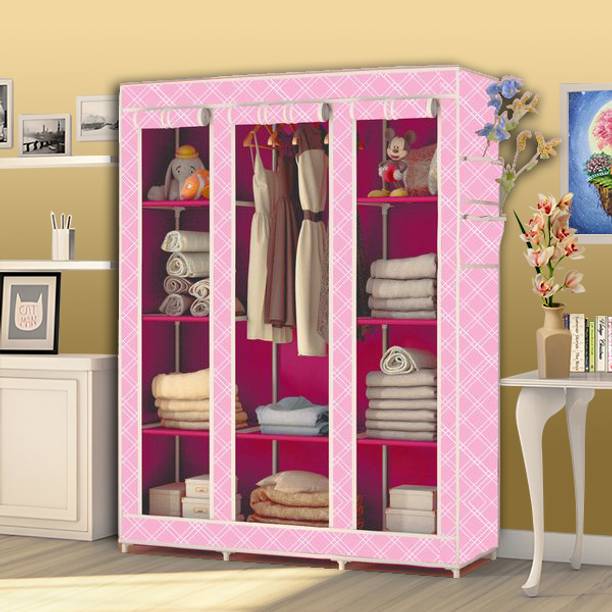 KushHome C2 Printed Wardrobe Carbon Steel Collapsible Wardrobe