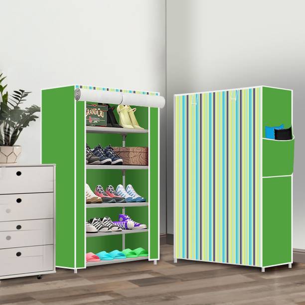 XENOV 5 Shelf Plastic Compact Shoe Rack Foldable Portable, Convertible Organizer Shelf Plastic Collapsible Shoe Stand