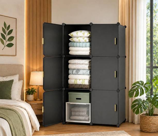 Evrum 6-Door 6-Shelf Plastic almirah for kids, almirah of clothes ,cupboard PC Collapsible Wardrobe