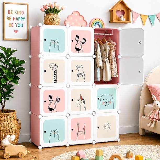 Hayosha 12-Door 12-Shelf Plastic kids & Adults Collapsible Cupboard PC Collapsible Wardrobe