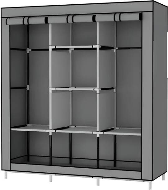 ZENVEXYO 88130 3 Door premium Quality Carbon Steel Collapsible Wardrobe