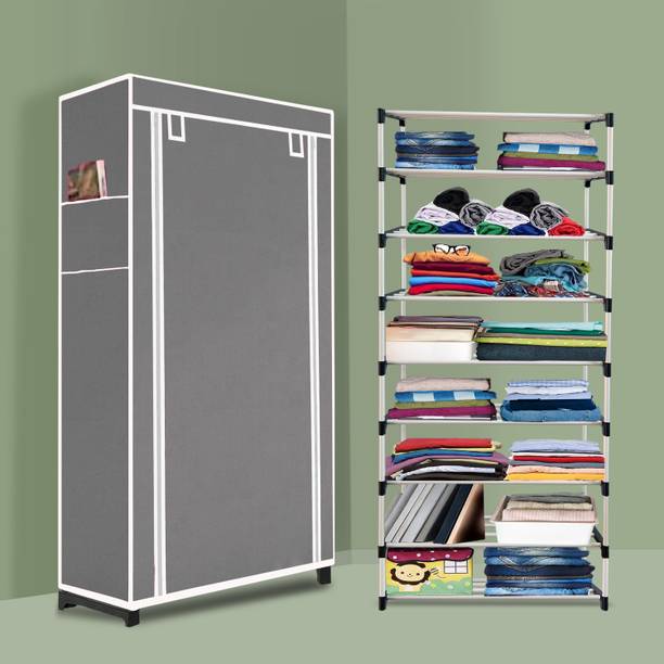 INSIDE STYLE Portable Collapsible Cloth Wardrobe – 4 Shelf Foldable Storage Cabinet PP Collapsible Wardrobe