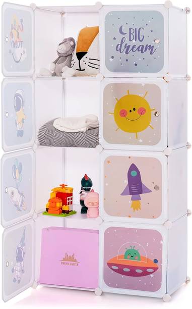 Sasimo 8-Door 8-Shelf Plastic kids Collapsible Cupboard Carbon Steel Collapsible Wardrobe