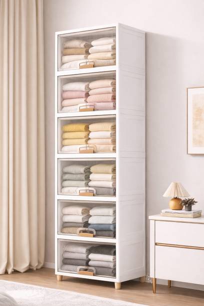 Sasimo 6-Door 6-Shelf Plastic foldable Cupboard PC Collapsible Wardrobe