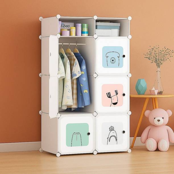 Sasimo 6-Door 8-Shelf Plastic kids Collapsible Cupboard PC Collapsible Wardrobe