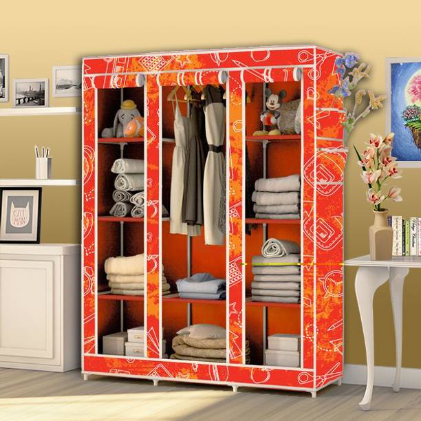 KushHome C2 Printed Wardrobe Carbon Steel Collapsible Wardrobe