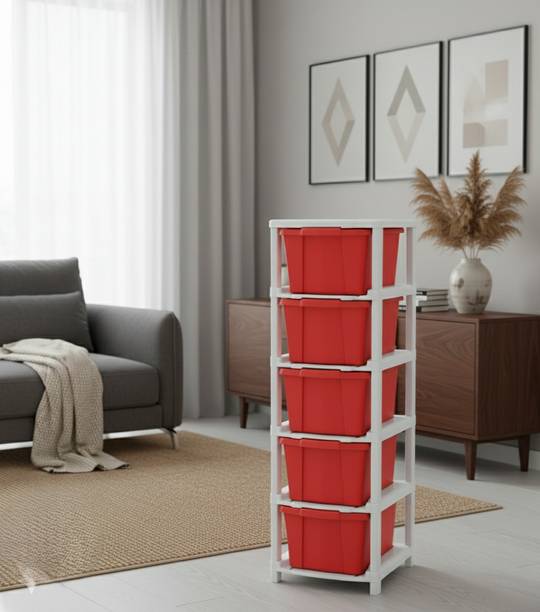 GROTHEORY Multi layer Plastic Storage Cabinet for Clothes with Spacious Drawers PP Collapsible Wardrobe
