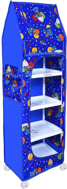 MY LITTLE TOWN MY LITTLE TOWN 5 Shelves Multipurpose Collapsible Wardrobe (Blue) PVC Collapsible Wardrobe
