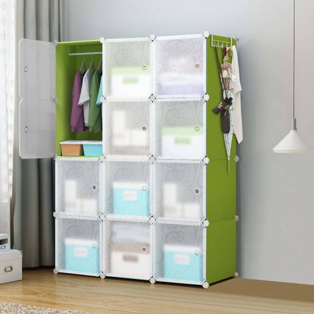 Flipkart Perfect Homes Studio 12 DOOR GREEN (T) PP Collapsible Wardrobe