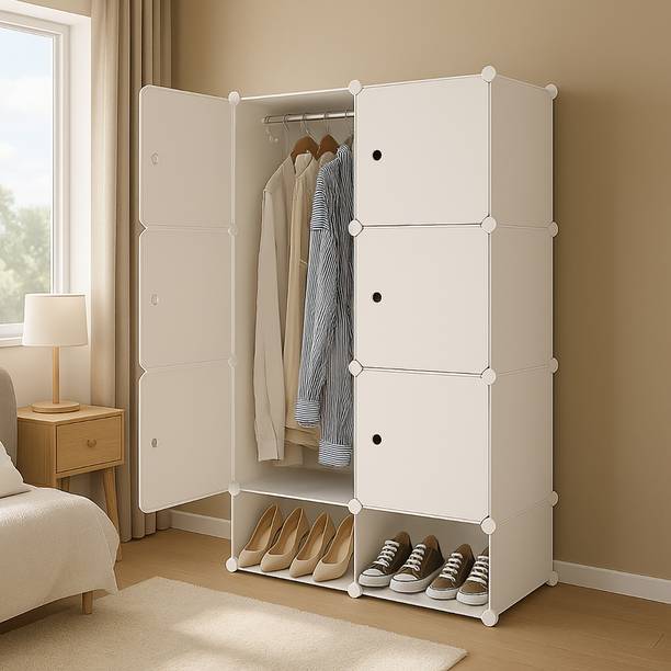 Sasimo 6-Door 8-Shelf Plastic kids Collapsible Cupboard PC Collapsible Wardrobe