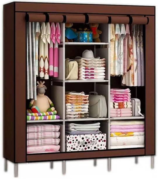 ZENVEXYO Premium Quality 6+2 shelf Wardrobe Carbon Steel Collapsible Wardrobe