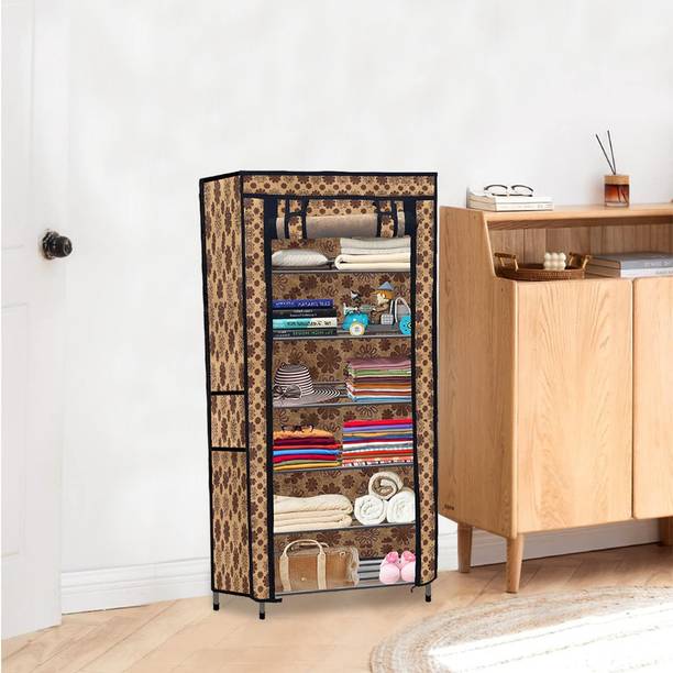 SANAMSTORE Elegant Metal Collapsible Wardrobe 6 Layer with Dustproof Cover Carbon Steel Collapsible Wardrobe