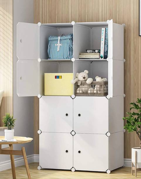 Sasimo 8-Door 8-Shelf Plastic kids Collapsible Cupboard Carbon Steel Collapsible Wardrobe
