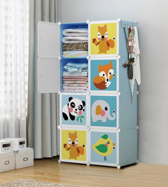 SEASONS 8-Door 8-Shelf Plastic kids Collapsible Cupboard PC Collapsible Wardrobe