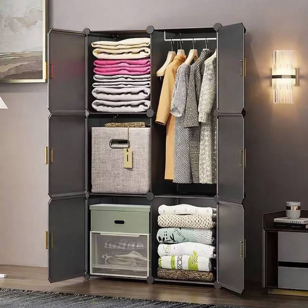 Sasimo 6-Door 6-Shelf Plastic kids Collapsible Cupboard Carbon Steel Collapsible Wardrobe