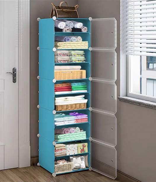 Kybero 5-Door 10-Shelf Plastic PC Collapsible Wardrobe