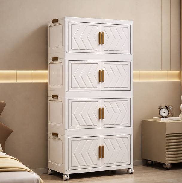Sasimo 8-Door 4-Shelf Plastic foldable Cupboard PC Collapsible Wardrobe