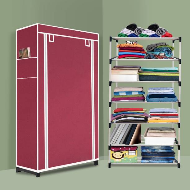 MEZIRE Compact 6-Layer Wardrobe/Shoe Rack Foldable for Clothes, Home Organizer/Home PP Collapsible Wardrobe